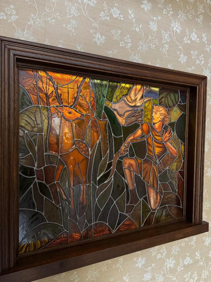 Magnifique vitrail ancien Ri-Coeme, Bricolage & Construction, Vitres, Châssis & Fenêtres, Utilisé, Fenêtre de façade ou Vitre