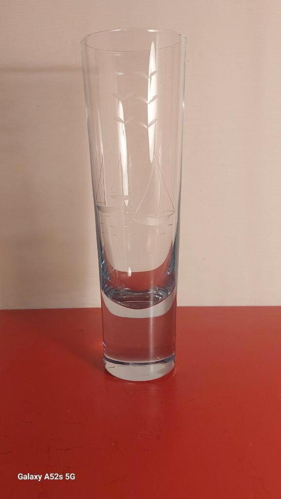 Drinkglas met clipper motief en meeuwen., Verzamelen, Glas en Drinkglazen, Zo goed als nieuw, Waterglas, Ophalen of Verzenden