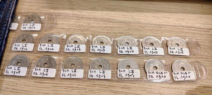 13 Pieces 5 centimes  Léopold II - type Michaux 1901 à 1907, Postzegels en Munten, Munten | Europa | Euromunten, Losse munt, 5 cent