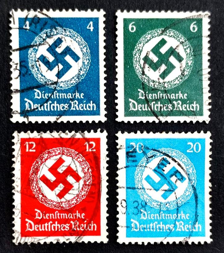 Deutsches Reich: 4X Dienstmarken 1934, Postzegels en Munten, Postzegels | Europa | Duitsland, Gestempeld, Overige periodes, Ophalen of Verzenden