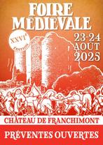 4 entrées Foire médiévale de Franchimont, Tickets en Kaartjes, Evenementen en Festivals, Drie personen of meer, Meerdaags