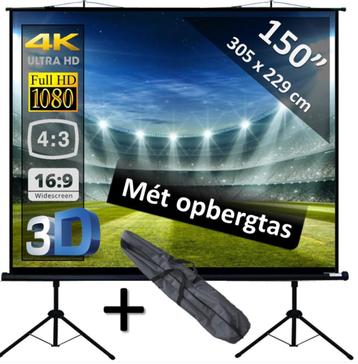 Statiefscherm 150" - 380cm - Projectiescherm op 2 statieven  beschikbaar voor biedingen