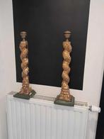 Paire de lampes en bois polychrome du XVIIIe siècle, Antiquités & Art, Enlèvement ou Envoi