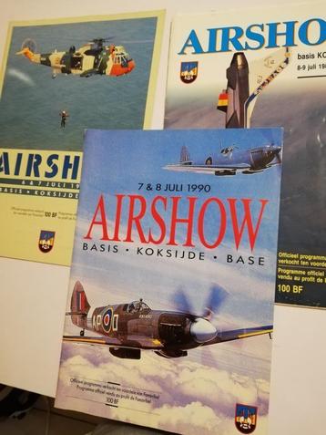 3 oude brochures Airshow Koksijde 1989-1990-1991 beschikbaar voor biedingen