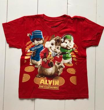 t-shirt rouge Alvin et les Chipmunks 6 et 116, Enlèvement ou Envoi, Chemise ou À manches longues, Utilisé, Garçon ou Fille