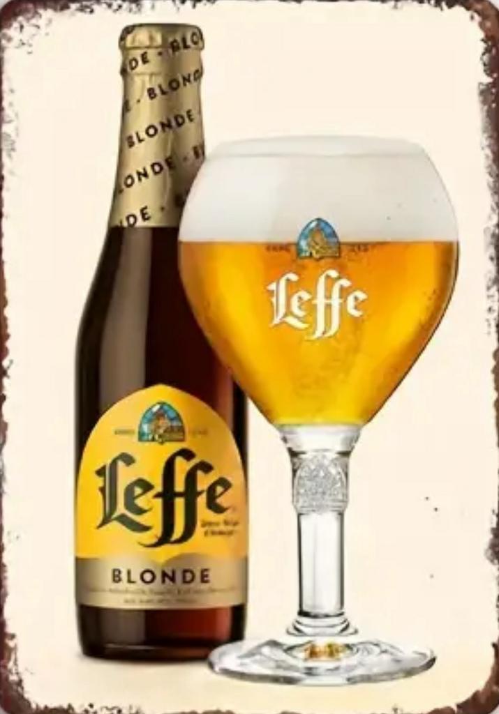 Metalen reclamebord Leffe blond - retro vintage deco mancave, Verzamelen, Biermerken, Zo goed als nieuw, Reclamebord, Plaat of Schild