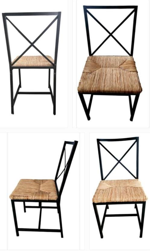 4 Chaises, Huis en Inrichting, Stoelen, Zo goed als nieuw, Vier, Metaal, Riet of Rotan, Zwart, Ophalen