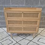 Commode 3 tiroirs en bois et cannage L85cm, Huis en Inrichting, 3 of 4 laden, Ophalen, Nieuw