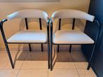 2 witte leren stoelen, Gebruikt, Ophalen of Verzenden