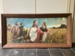 Groot oud klooster schilderij Jezus discipelen korenveld XXL, Antiek en Kunst, Ophalen of Verzenden