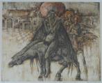 JEF VAN TUERENHOUT / RUITERS / KLEURLITHO / 71x82cm / KADER, Enlèvement