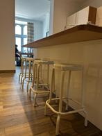 4 Vintage ijzeren gelakte barkrukken, Huis en Inrichting, Barkrukken, Met voetsteun, 60 tot 90 cm, Ophalen of Verzenden, Zo goed als nieuw