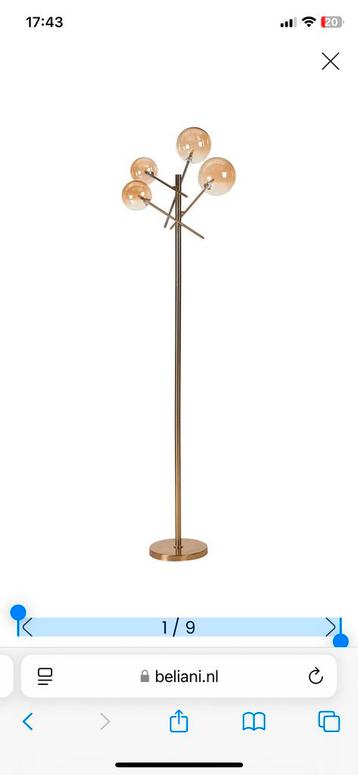 Beliani Tamesi staande lamp goud beschikbaar voor biedingen