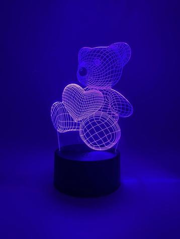 Lampe LED 3D illusion en forme d'ours avec cœur - NOUVELLE -