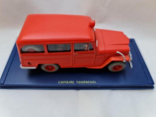 Kuifje-Tintin - De zaak Zonnebloem - rode jeep - 1/43, Hobby & Loisirs créatifs, Voitures miniatures | 1:43, Neuf, Voiture, Enlèvement ou Envoi