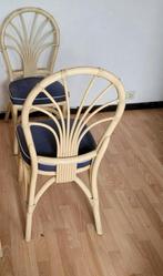 Prachtige vintage bamboe rotan stoelen gestoffeerde zitting, Huis en Inrichting, Ophalen, Zo goed als nieuw