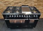 🔥 Poêle de luxe Boretti 120 cm noir brillant 7 brûleurs 2 f, Electroménager, Cuisinières, Comme neuf, 5 zones de cuisson ou plus