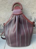 DELVAUX rugtas toile de cuir burgundy/grijs, Ophalen of Verzenden, Zo goed als nieuw, Grijs