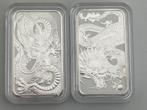 2 zilveren 1oz Dragon bars 2021 en 2022, Ophalen of Verzenden, Zilver