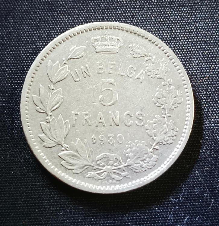 1 belga, 5 frank 1930 FR pos. A - Albert I, Postzegels en Munten, Munten | België, Losse munt, Verzenden