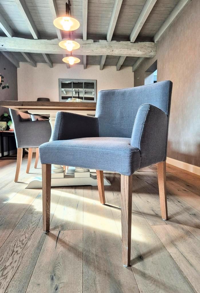 Eetkamerstoelen Aragon - 8st., Huis en Inrichting, Stoelen, Gebruikt, Vijf, Zes of meer stoelen, Hout, Stof, Grijs, Ophalen