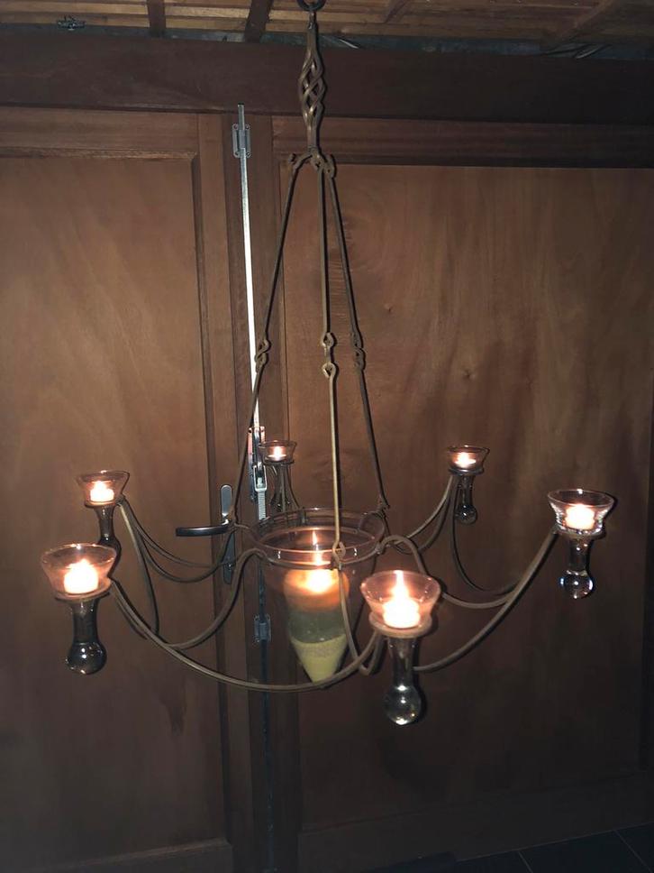 Kroonluchter met kaarsenhouders, Huis en Inrichting, Lampen | Kroonluchters, Gebruikt, Ophalen