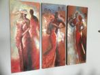 Triptyque huile  peintures sur toile 3x 1.00m x 0.40m, Antiquités & Art, Enlèvement