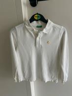 Witte polo mer lange mouwen - mt 116, Benneton, Ophalen of Verzenden, Zo goed als nieuw, Shirt of Longsleeve