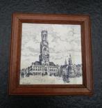 Houten lijst met tegel belfort Brugge., Antiek en Kunst, Ophalen of Verzenden