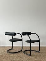 Set van 2 Vintage Postmoderne Cantilever Stoelen, 1980, Huis en Inrichting, Stoelen, Ophalen, Zo goed als nieuw, Zwart