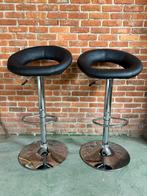 Set van 2 barkrukken zwart kunstleer en chrome, Enlèvement, Comme neuf