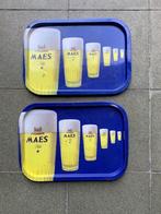 Maes Pils dienblad in vintage blauw staal 2 stuks, Gebruikt, Overige typen, Overige merken