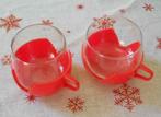 2 tasses en verre et plastique vintage 70's, Ophalen, Gebruikt, Glas