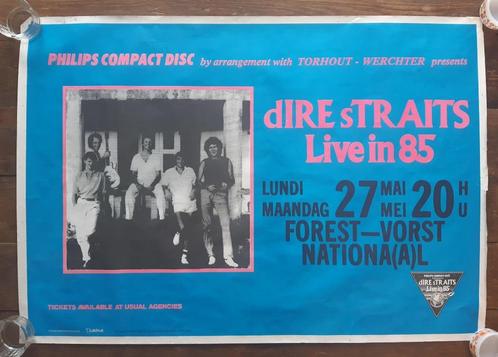 Vintage poster/affiche Dire Straits Vorst Nationaal 1985, Verzamelen, Posters, Gebruikt, Muziek, Deurposter of groter, Rechthoekig Liggend