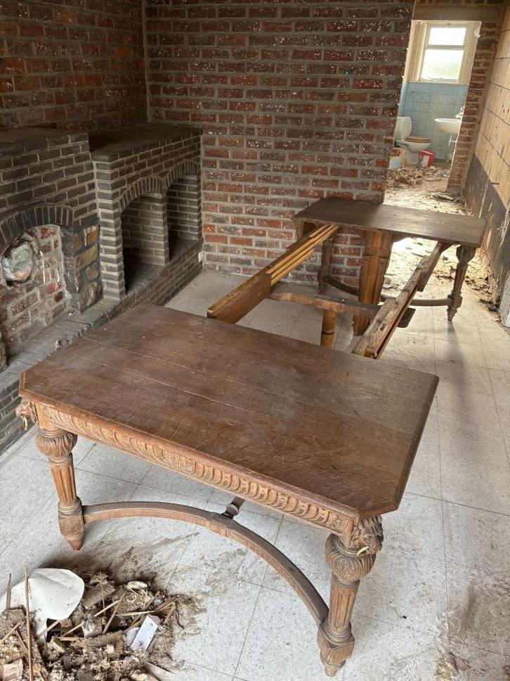 2 buffetkasten + uitschuifbare tafel in massief hout, Antiek en Kunst, Antiek | Meubels | Kasten, Ophalen