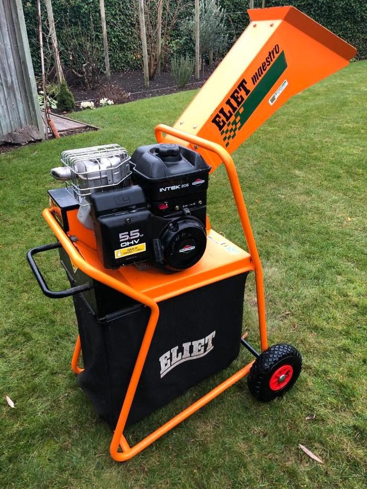 Hakselaar Eliet Maestro, Tuin en Terras, Hakselaars, Zo goed als nieuw, Benzine, Met opvangbak, Met opvangzak, Ophalen