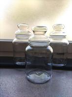 3 identieke glazen voorraadpotten, Ophalen of Verzenden, Zo goed als nieuw
