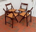 4 vintage klapstoelen van rieten hout, Huis en Inrichting, Ophalen, Gebruikt, Hout, Eén