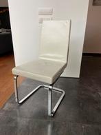 Rolf benz wit leren stoelen/ zilverkleurige poot - 4 stuks, Vier, Gebruikt, Metaal, Wit