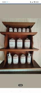 Vintage kruidenrek met voorraadpotten, Ophalen