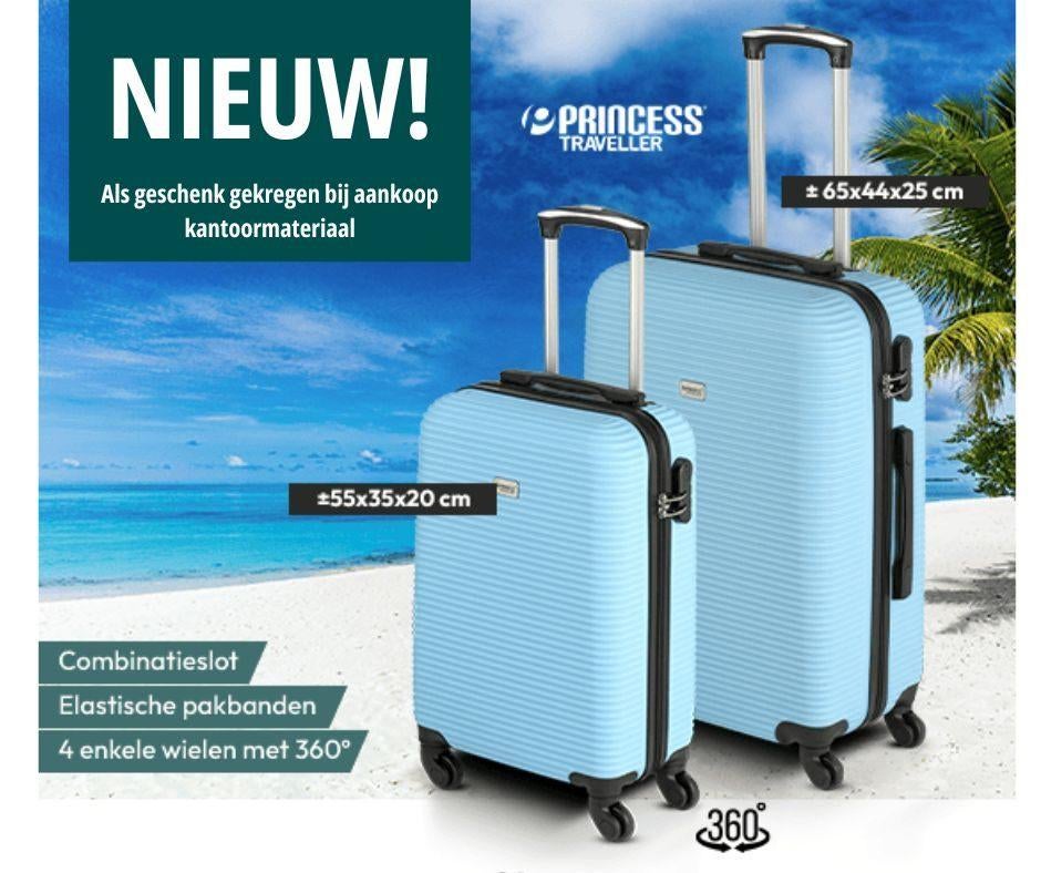 NIEUW! Kofferset Princess Traveller Formentera S-M, Handtassen en Accessoires, Koffers, Nieuw, Hard kunststof, 50 tot 60 cm, Slot