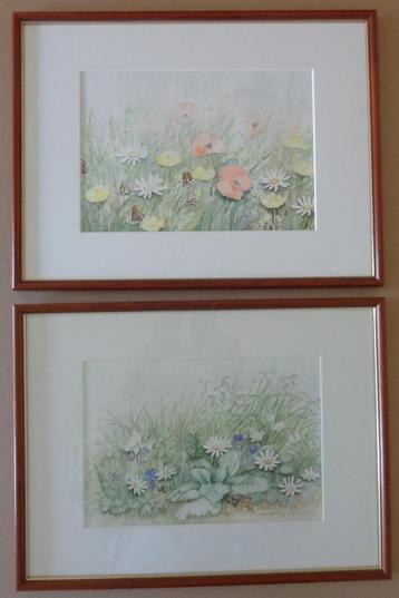 INGRID GEUDENS / LOT 2 STUKS / ORIGINEEL WERK / 31x41cm KAD beschikbaar voor biedingen