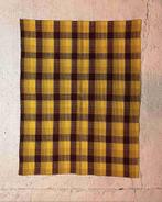 Retro grand foulard woonkleed wafelstof geel bruin 192/144, Enlèvement ou Envoi