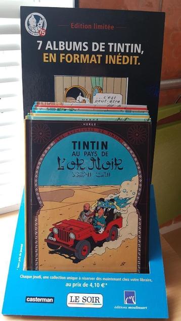 Tintin , 7 mini-albums , journal le soir , 2004 + présentoir