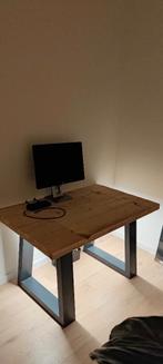 Bureautafel hout + belichting, Maison & Meubles, Bureaux, Enlèvement, Utilisé, Bureau