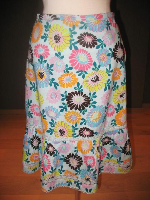Jackpot katoenen bloemenrok met strook, mt 36/38, Kleding | Dames, Rokken, Nieuw, Blauw, Verzenden
