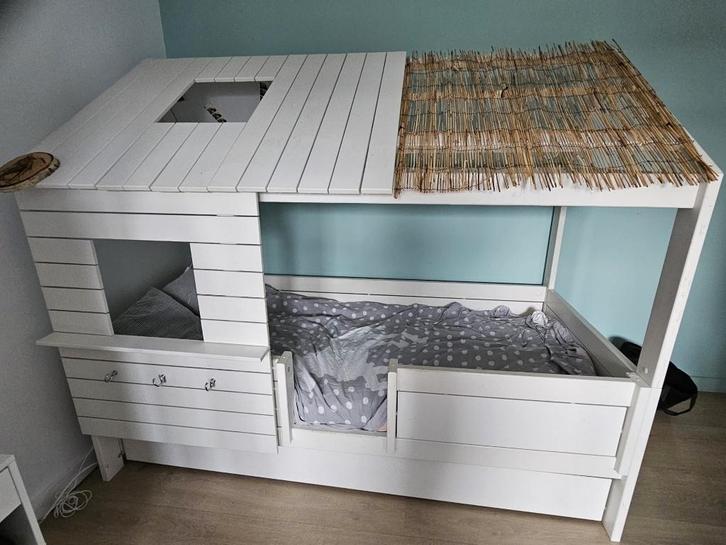 Lifetime hutbed, Kinderen en Baby's, Kinderkamer | Bedden, Gebruikt, 180 cm of meer, 85 tot 100 cm, Lattenbodem, Ophalen