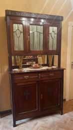 Massieve antieke buffetkast met glasramen, Huis en Inrichting, Ophalen