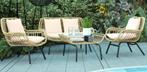 4-persoons Loungeset – Exotische Stijl met Rieten Look & Bei, Tuin en Terras, Tuinsets en Loungesets, Ophalen, Nieuw, Bank, Loungeset