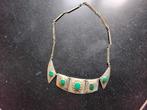 Halsketting met malachiet steentjes, Handtassen en Accessoires, Kettingen, Ophalen of Verzenden, Zo goed als nieuw, Steen of Mineraal
